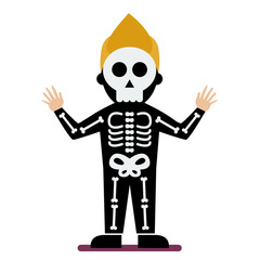 Kid wearing a skeleton costume