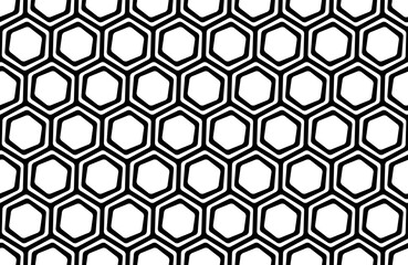 Abstract Seamless Geometric Black and White Hexagons Pattern.