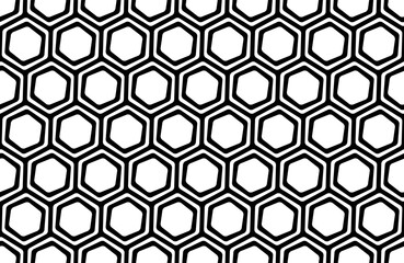 Abstract Seamless Geometric Black and White Hexagons Pattern.