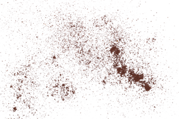 Instant powdered coffee isolated on white, top view