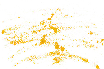 Curry powder pile isolated on white, top view