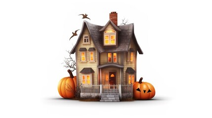 Halloween banner or party invitation background with clouds, bats and pumpkins.illustration