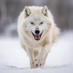 Fototapeta premium Portrait of arctic wolf in winter