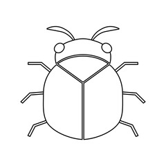 Silhouette of a beetle of the Coleoptera family on a white background.