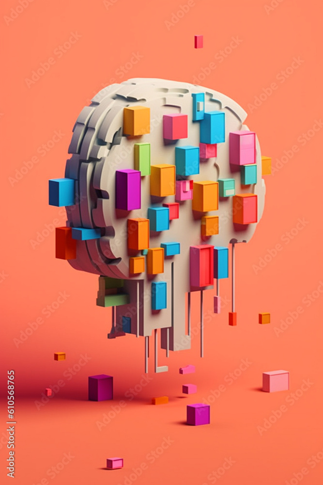 Aufkleber poster symbolizing the integration of AI in society, featuring a simple yet powerful visual representation of a neural network or AI-related icon.  Generative AI technology.