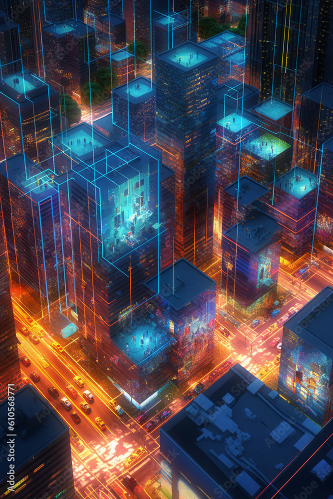 Leinwandbilder smart city infrastructure powered by artificial intelligence, illustrating the efficient management 
