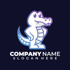 crocodile lineart or outline coloring vector logo design