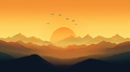 Horizon Mountains Wallpaper Landscape Illustrations Generative AI