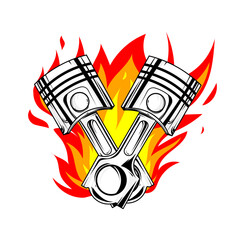 fire piston logo icon set for vehicles. fire piston logo. piston engine sign and symbol for design element