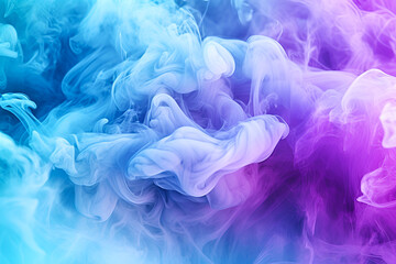 Background with a colorful smoke. Texture of blue, purple and violet smoke. Generative AI