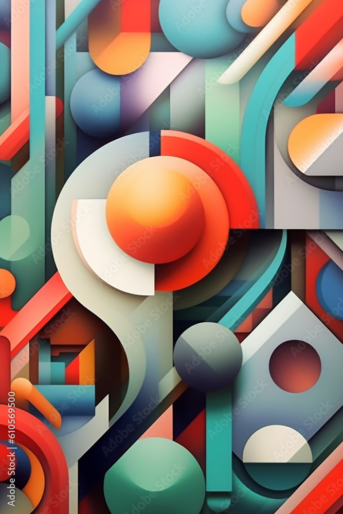Leinwandbilder an abstract painting featuring overlapping geometric shapes and subtle gradients, creating a harmoni