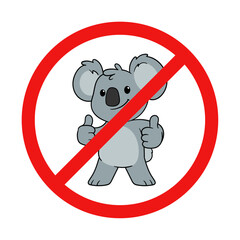 No Koala Sign on White Background