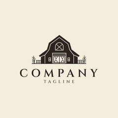 Retro hipster barn house logo design vector illustration © Leyde