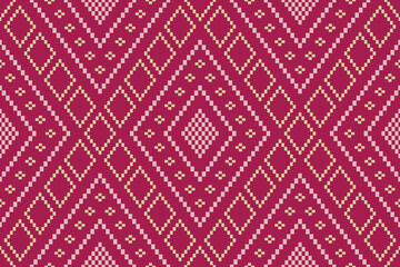 Pink Cross stitch colorful geometric traditional ethnic pattern Ikat seamless pattern border abstract design for fabric print cloth dress carpet curtains and sarong Aztec African Indian Indonesian 