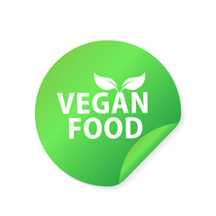 Vegan icon. 100% Vegan label. Vegan diet logo. Healthy, organic and natural product badge. Vegan food banner label for vegetarian green leaf circle seal sticker. Vector illustration