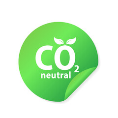 CO2 neutral labels. Zero carbon footprint, eco-friendly production. Co2 Emblem - carbon emissions free industrial production. Environmental sticker. Vector illustration