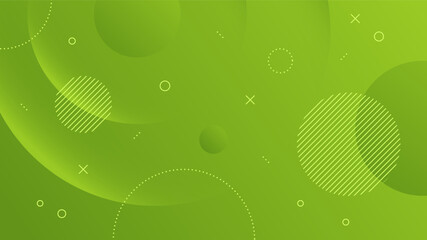 Modern Abstract Background with Motion Round Circle Wave Retro Memphis and Green Gradient Color