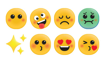 Set of cute expression vector emoticon, emoji