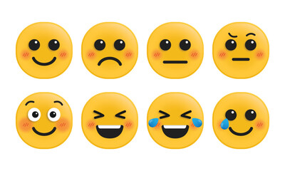 Set of cute expression vector emoticon, emoji
