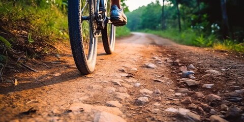 Naklejka premium AI Generated. AI Generative. Mountain bike inspirational motivational outdoor nature adventure fit sport cardio vibe. Graphic Art