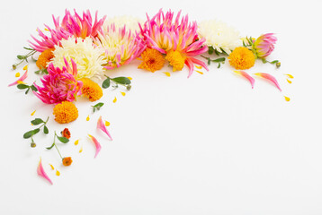 beautiful flowers composition on white background