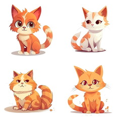 Obraz premium Cartoon character of cat on white background