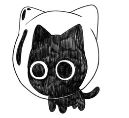 pencil drawing black cat decorative illustration