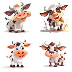 Cartoon character of cow on white background