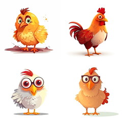 Cartoon character of chicken on white background