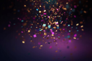 Festive glittering falling confetti, Elegant colorful particle flow, Gentle stream of luxury dust magical snowfall creative soft bokeh awarding abstract background, 3d rendering