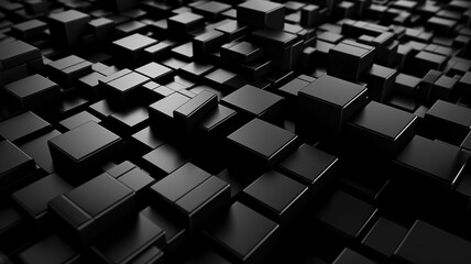 Black blocks on a black background. Generative Ai