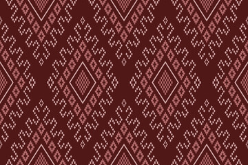 Red traditional ethnic pattern paisley flower Ikat background abstract Aztec African Indonesian Indian seamless pattern for fabric print cloth dress carpet curtains and sarong