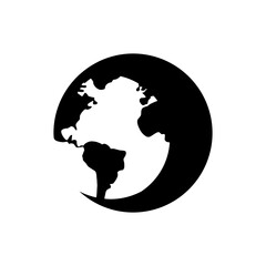 Simple globe with map on it and partially darkened from the shadow