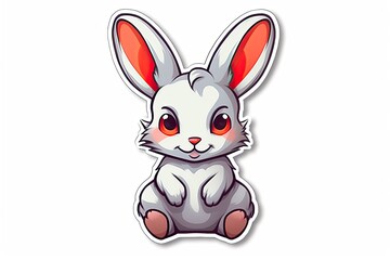 Fototapeta na wymiar Cute Sticker of A Rabbit