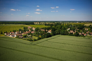 aerial view on the village of Villiers en Biere in Seine et Marne