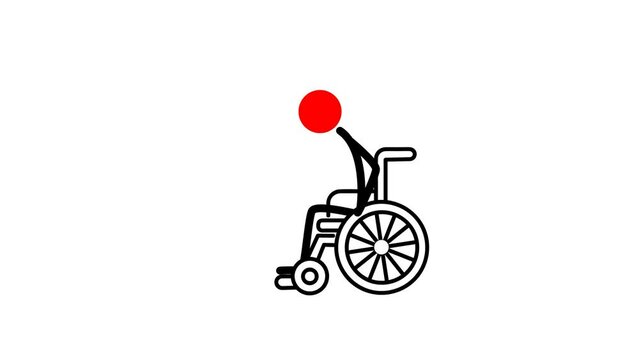 disabled person. man rides in a wheelchair. assistance to people with disabilities. 4K video illustration.