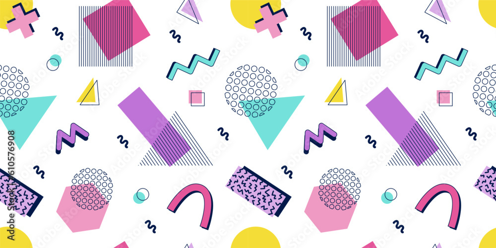 Canvas Prints abstract seamless pattern 80s 90s with geometric shapes in the memphis style. vector retro hipster p
