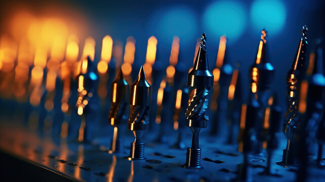 a bunch of drill bits sitting on top of a table. Generative Ai