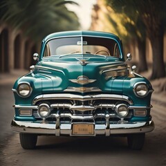 Obraz na płótnie Canvas Sky blue Luxury Vintage Car