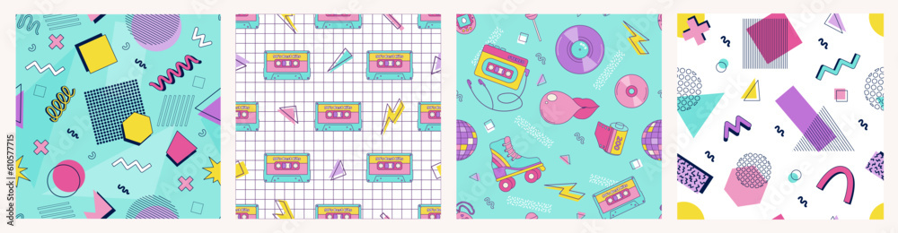 Canvas Prints memphis collection of seamless patterns. set abstract geometric shapes, elements of the 80s 90s, vec