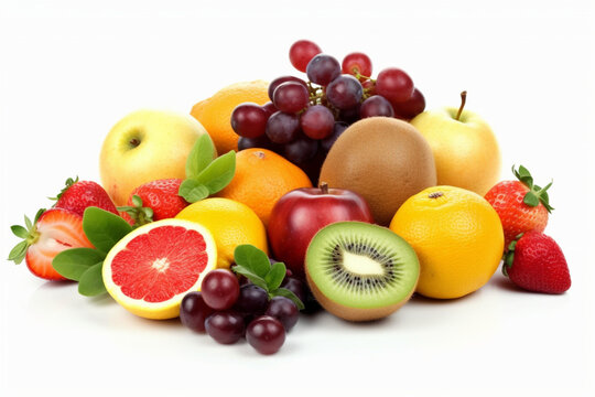 Fruit mix over white background