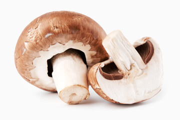 Fresh champignon mushrooms, isolated on white background. . High quality photoFresh champignon mushrooms, isolated on white background. 