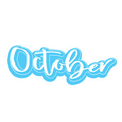 Calendar month.  October word art silhouette