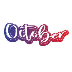 Calendar month.  October word art silhouette