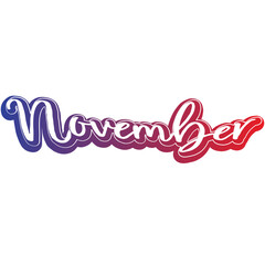 Calendar month. November word art silhouette