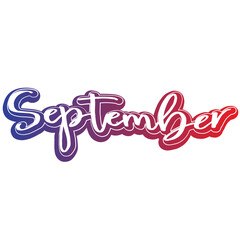 Calendar month.  September word art silhouette