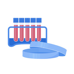 Centrifuge laboratory device for blood processing and separation of components. Tubes with samples in the rotor. Tool for protein purification and DNA extraction. Medical concept. Vector illustration.