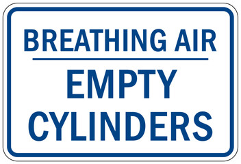Breathing air station sign and labels breathing air empty cylinder
