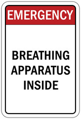 Breathing air station sign and labels breathing apparatus inside