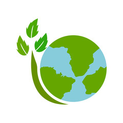 icon of earth, plants, vector illustration